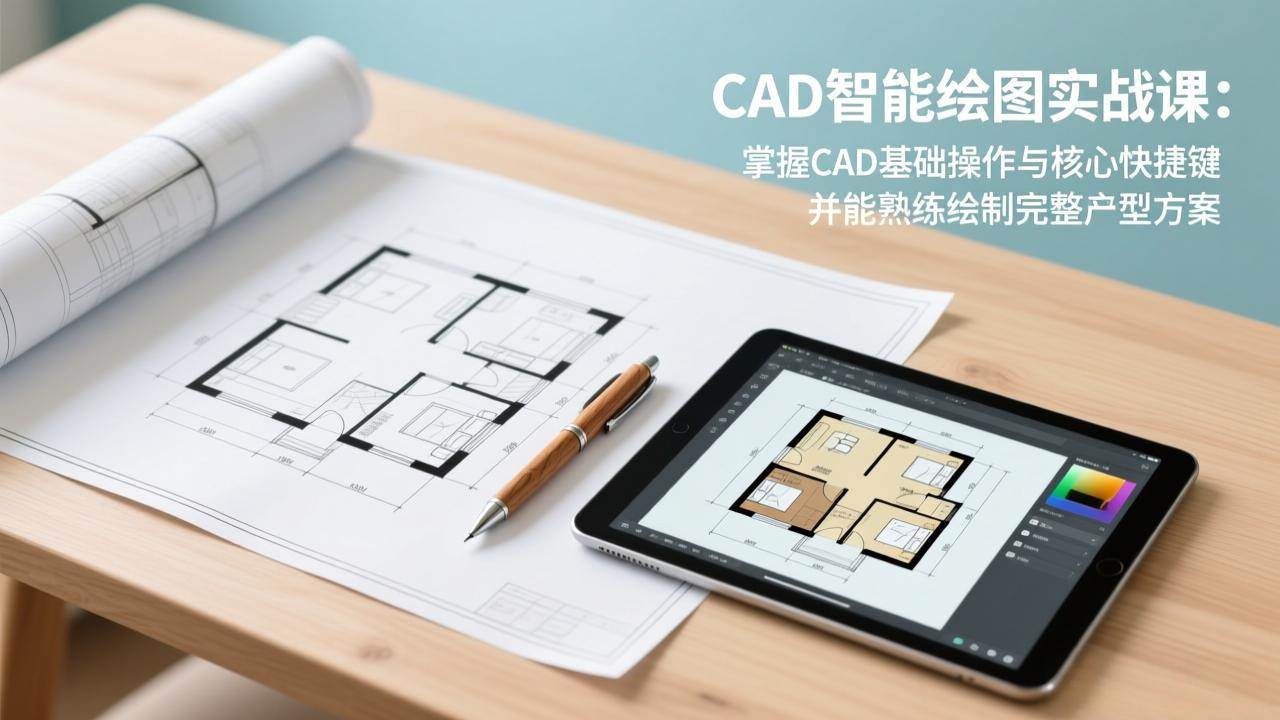 CAD智能绘图实战课:掌握CAD基础操作与核心快捷键,并能熟练绘制完整户型方案-秀朋网创